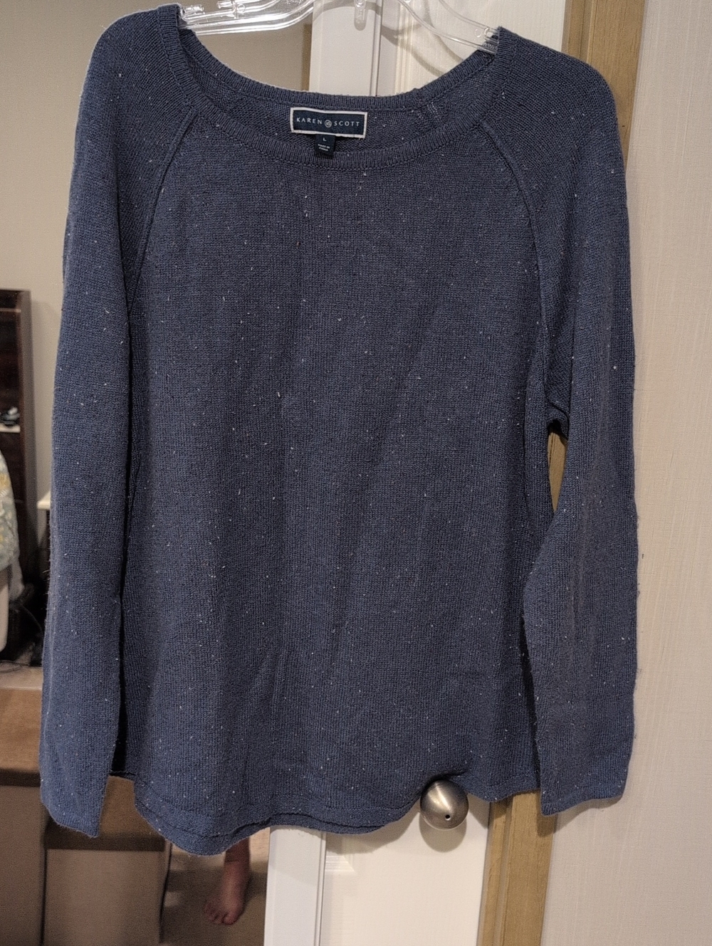Karen Scott Navy Blue Long-Sleeve Pullover Sweater